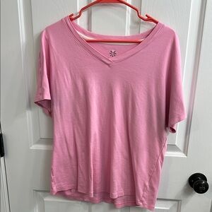 Isaac Mizrahi Pink Pima Cotton Relaxed Short Sleeve T-Shirt
